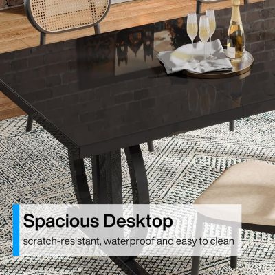 Executive Desk, 63 inch Large Modern Computer Desk with Metal Geometric Base, Conference Table for 4-6 People