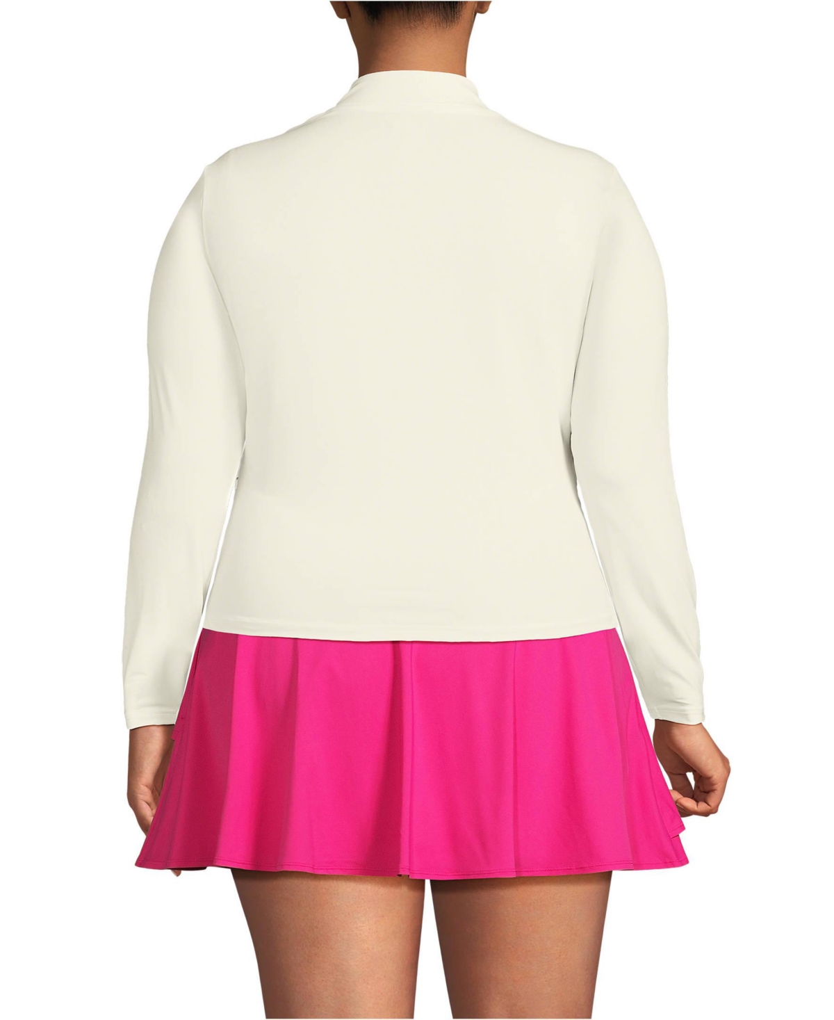 Lands' End Plus Size Cooling Zip Front Long Sleeve Mock Neck Upf 50 Sun Protection Rash Guard