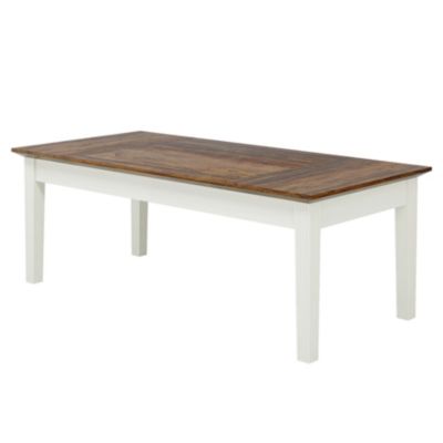 Dining Table for 4-6 People, 62-Inch Rectangular Kitchen Table with Solid Wood Legs, Modern Farmhouse Dinner Table for Dining Room, Kitchen, Living Room, Rustic Brown & White