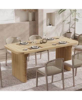 62" Executive Desk, Large Computer Office Desk with Double Pedestal, Modern Simple Style Natural Wood Top Rectangle Writing Desk