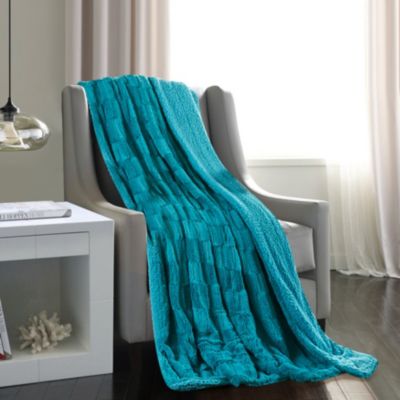 Premium Fuzzy Faux Fur Microfiber Polyester Reversible Throw Blanket, Throw