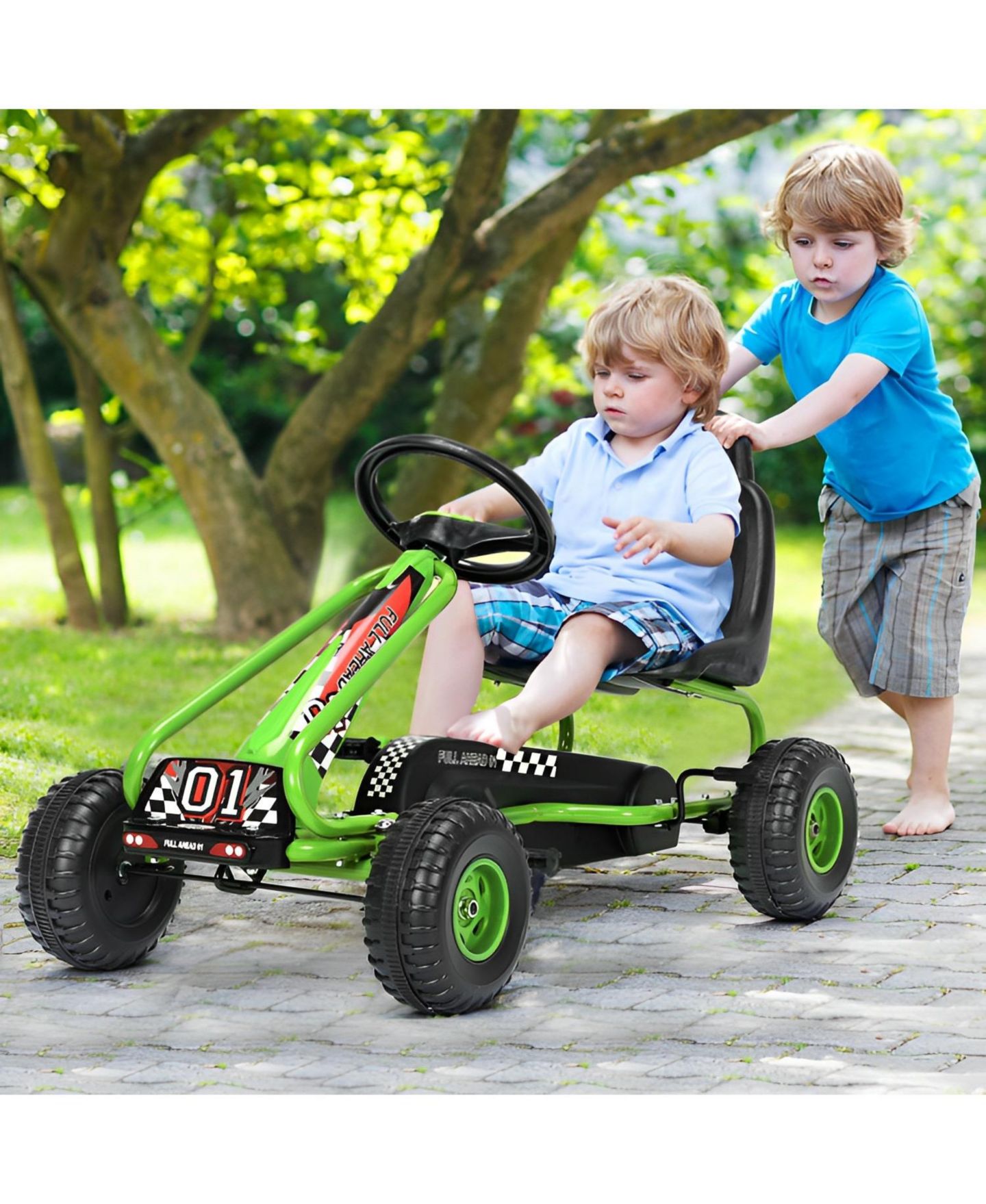 Детская игрушка SKONYON 4-Wheel Pedal Powered Ride-On Car with Adjustable Seat, 66 lbs Capacity, 3–6 лет, цвет: Зелёный — фото 8