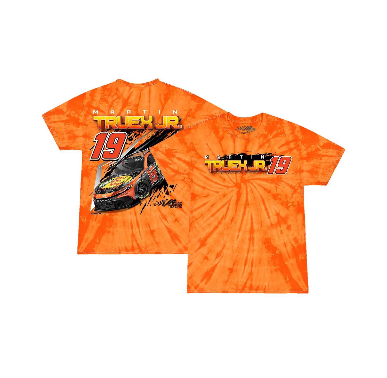 Big Boys and Girls Orange Martin Truex Jr Bass Pro Shops Car Tie-Dye T-Shirt