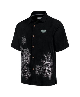 Men's Black New York Jets Hibiscus Camp Button-Up Shirt
