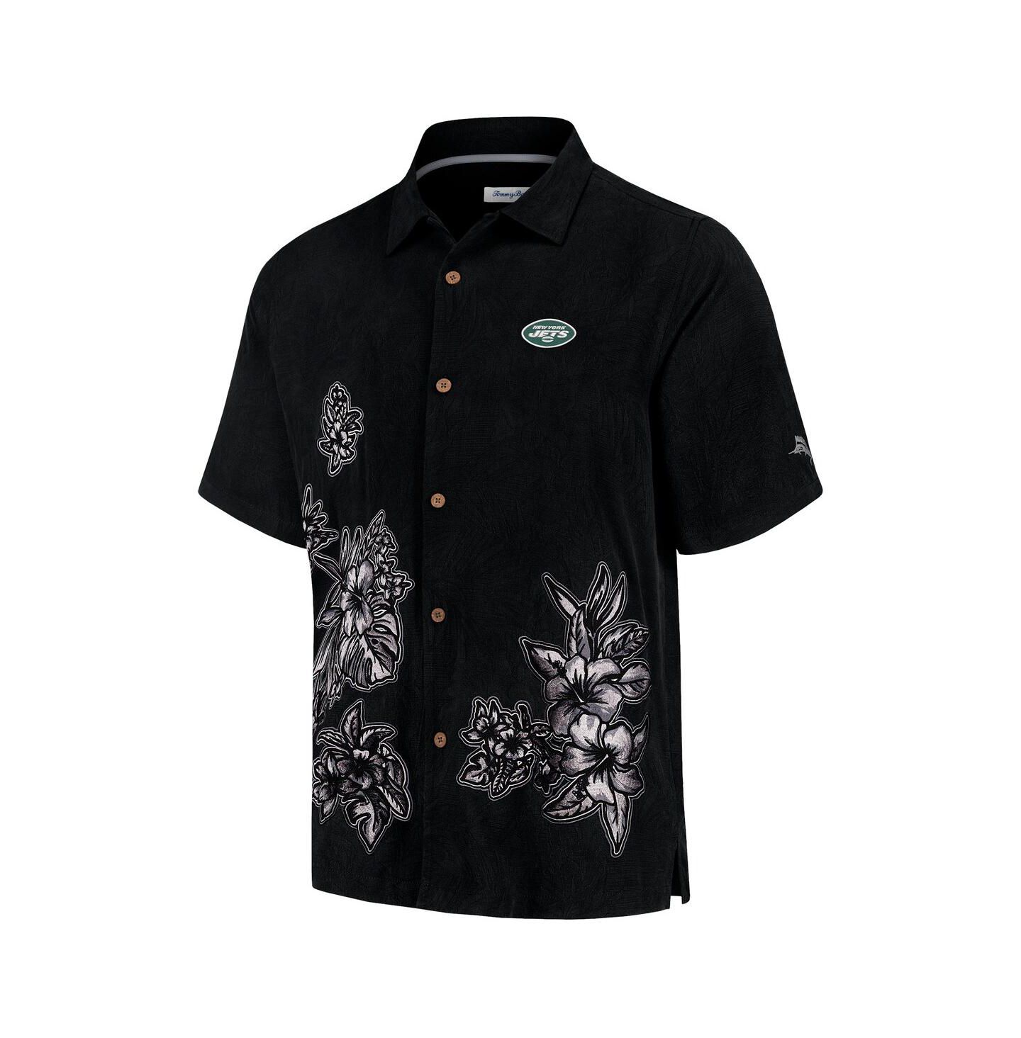 Мужская рубашка Tommy Bahama Black New York Jets Hibiscus Camp Button-Up — фото 3