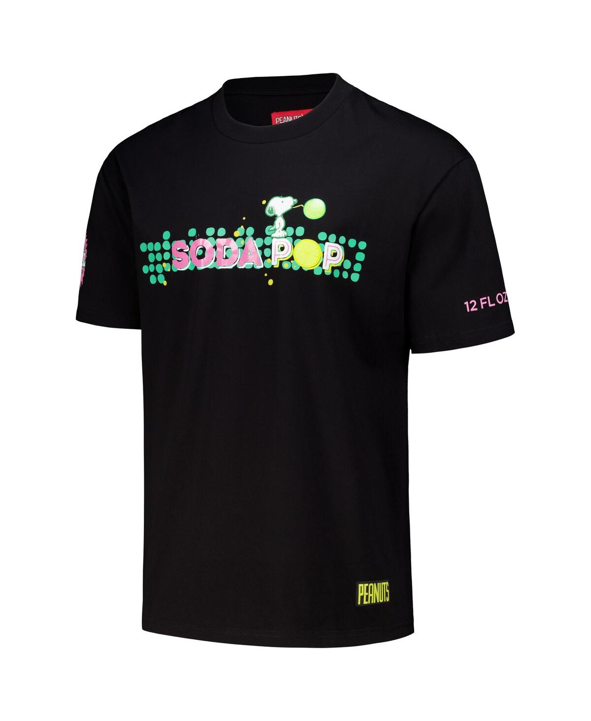 Freeze Max Men's Black Peanuts Snoopy Soda Pop Loose Fit T-shirt In Black