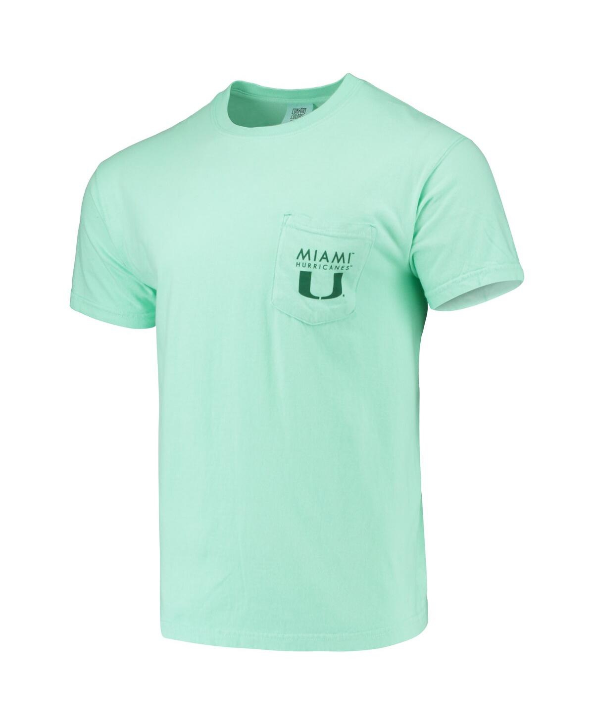Image One Men's Mint Green Miami Hurricanes Circle Scene Comfort Colors Pocket T-shirt In Mint