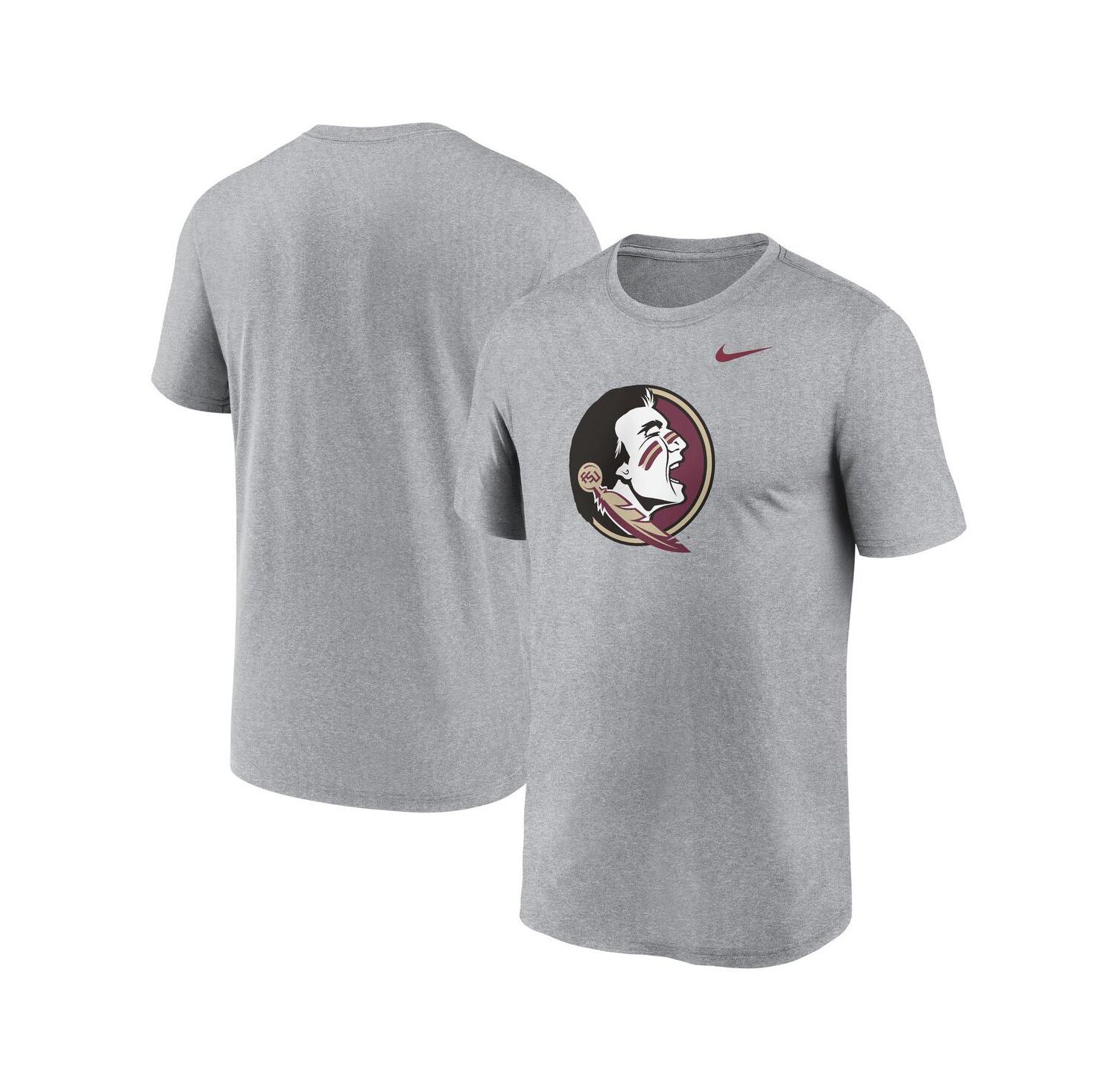 Men's Heather Gray Florida State Seminoles Primetime Legend Logo T-Shirt