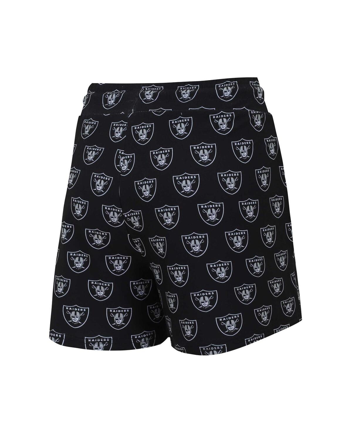 Concepts Sport Women's Las Vegas Raiders Gauge Allover Print Cropped Tank Top Shorts Sleep Set In Black
