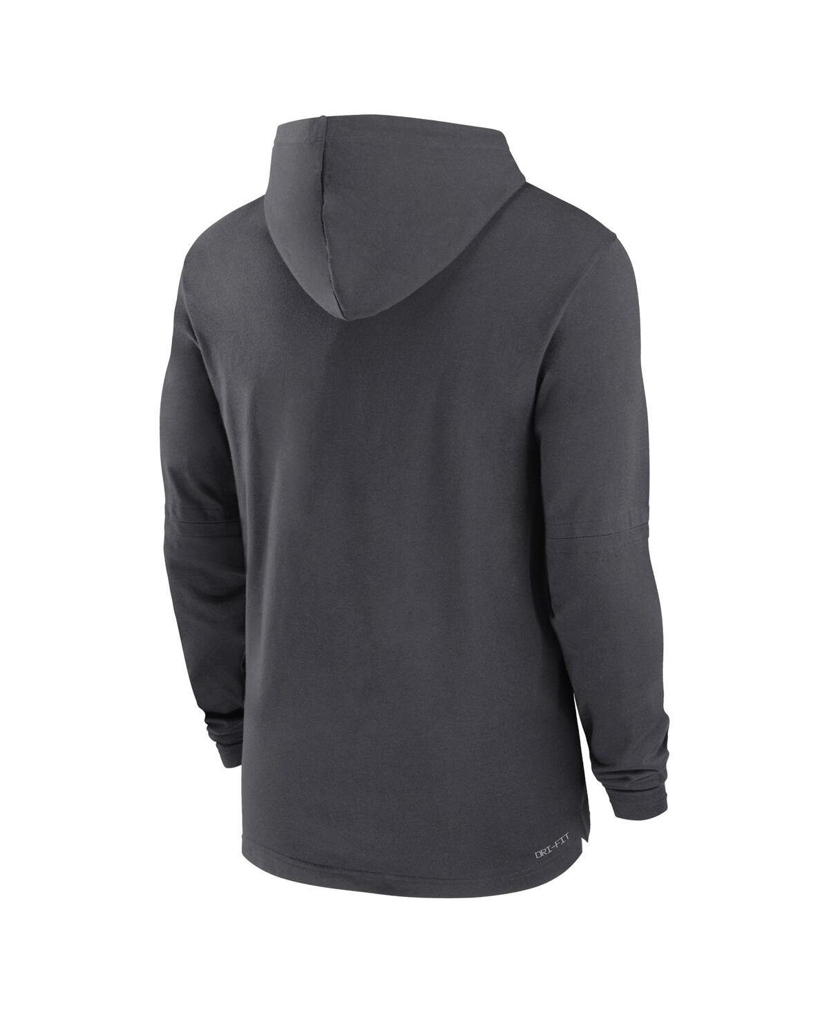 JORDAN MEN'S ANTHRACITE UCLA BRUINS SIDELINE HOODIE PERFORMANCE LONG SLEEVE T-SHIRT 