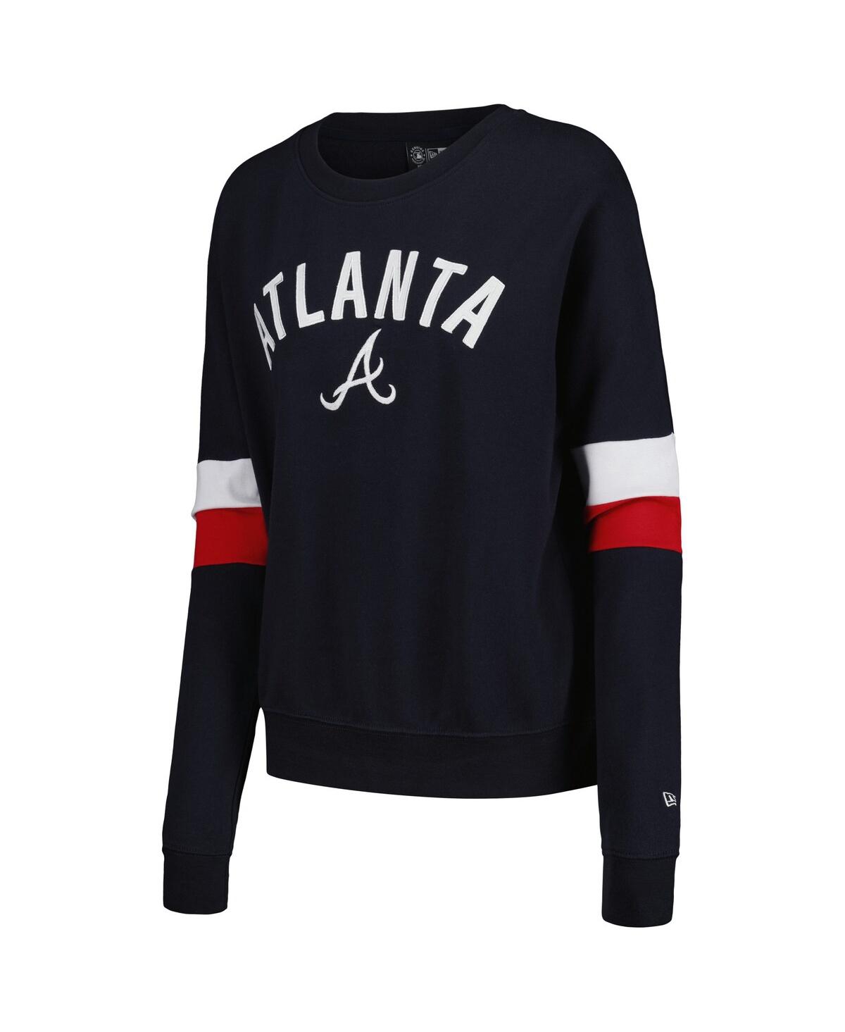 New Era Women'sAtlanta Braves Game Day Crew Pullover Sweatshirt - Navy