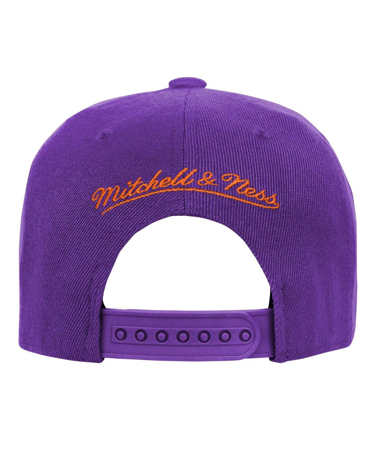 MITCHELL & NESS BIG BOYS AND GIRLS WHITE/PURPLE CLEMSON TIGERS RETRO SPORT COLORBLOCK SCRIPT SNAPBACK HAT 