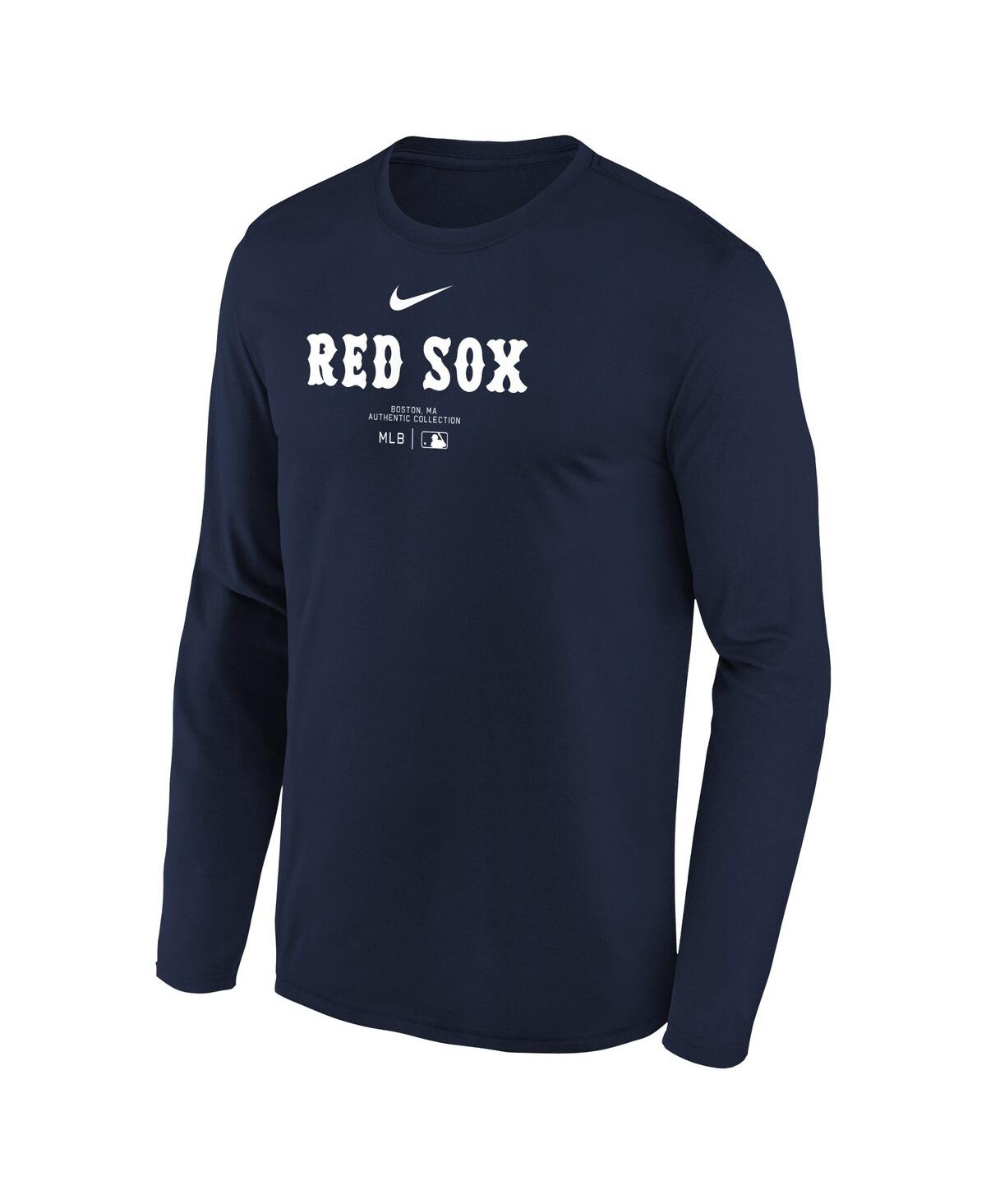 Nike Big Boys and GirlsBoston Red Sox Authentic Collection Long Sleeve Performance T-Shirt - Navy