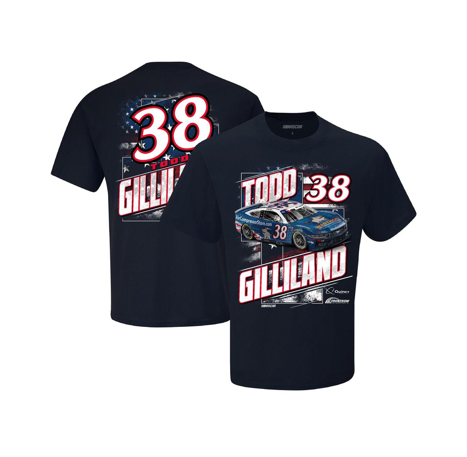 Men's Navy Todd Gilliland Quincy Compressors Patriotic Car T-Shirt