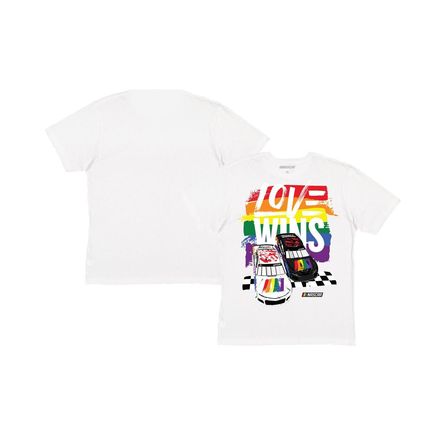 Men's White NASCAR Love Wins Pride T-Shirt