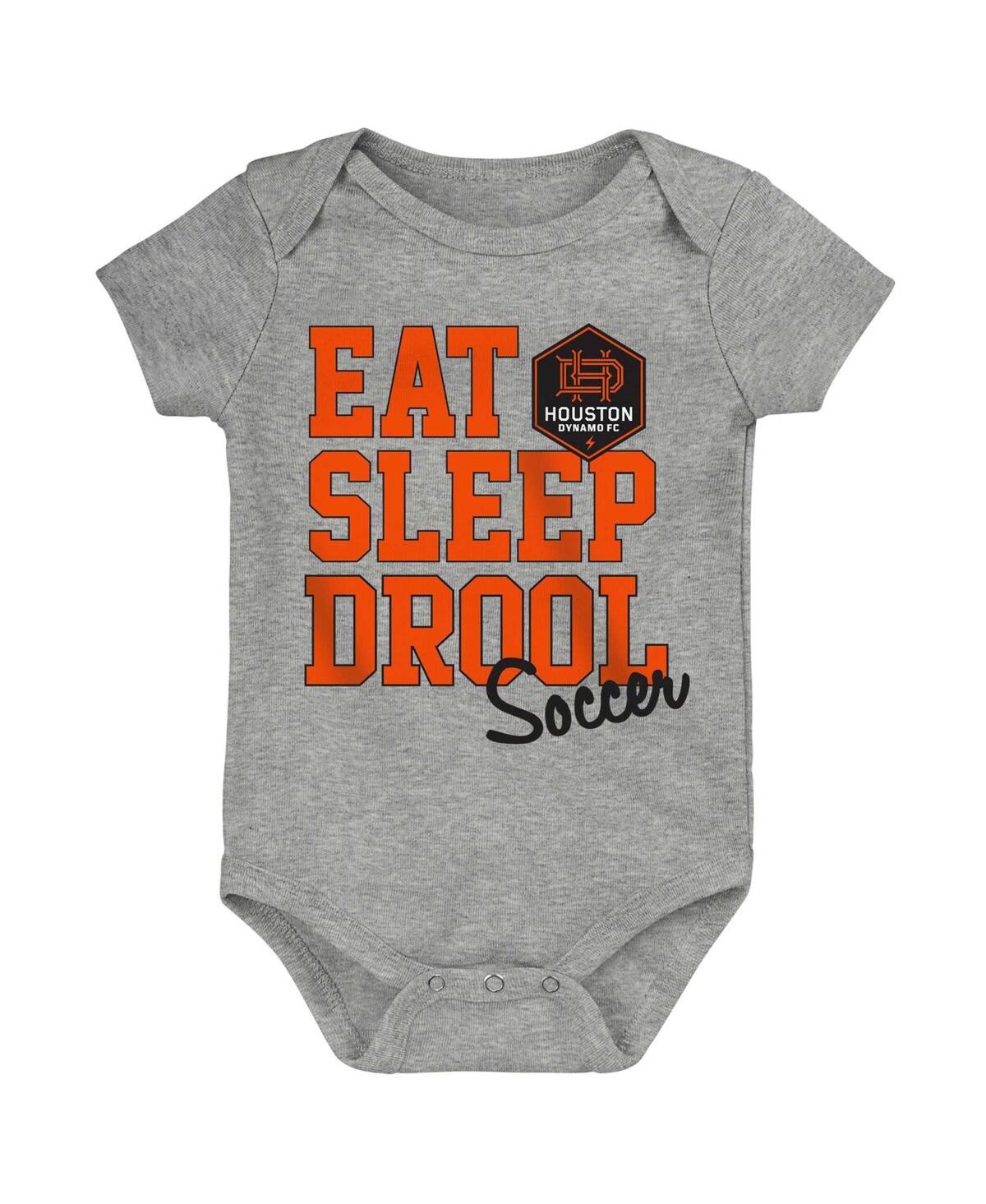 Outerstuff Baby Boys And Girls Orange/black/gray Houston Dynamo Fc 3-pack Bodysuit Set In Orange,black,gray