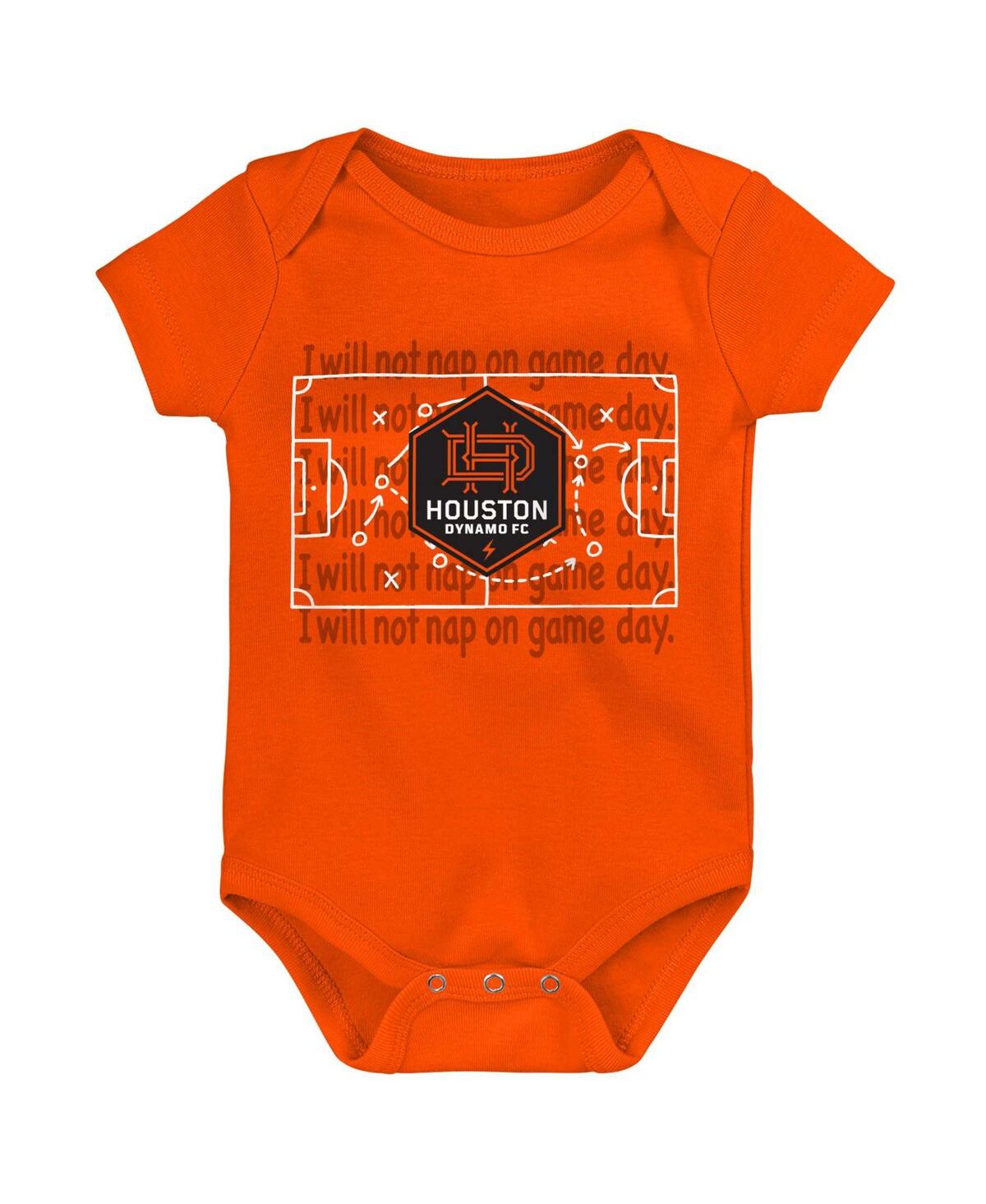 Outerstuff Baby Boys And Girls Orange/black/gray Houston Dynamo Fc 3-pack Bodysuit Set In Orange,black,gray