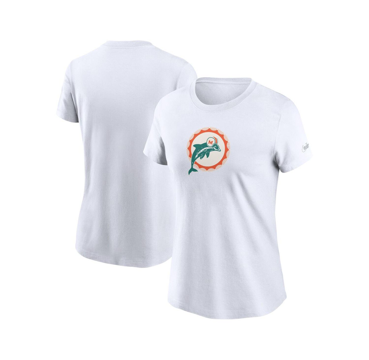 Women's White Miami Dolphins Primary Logo T-Shirt