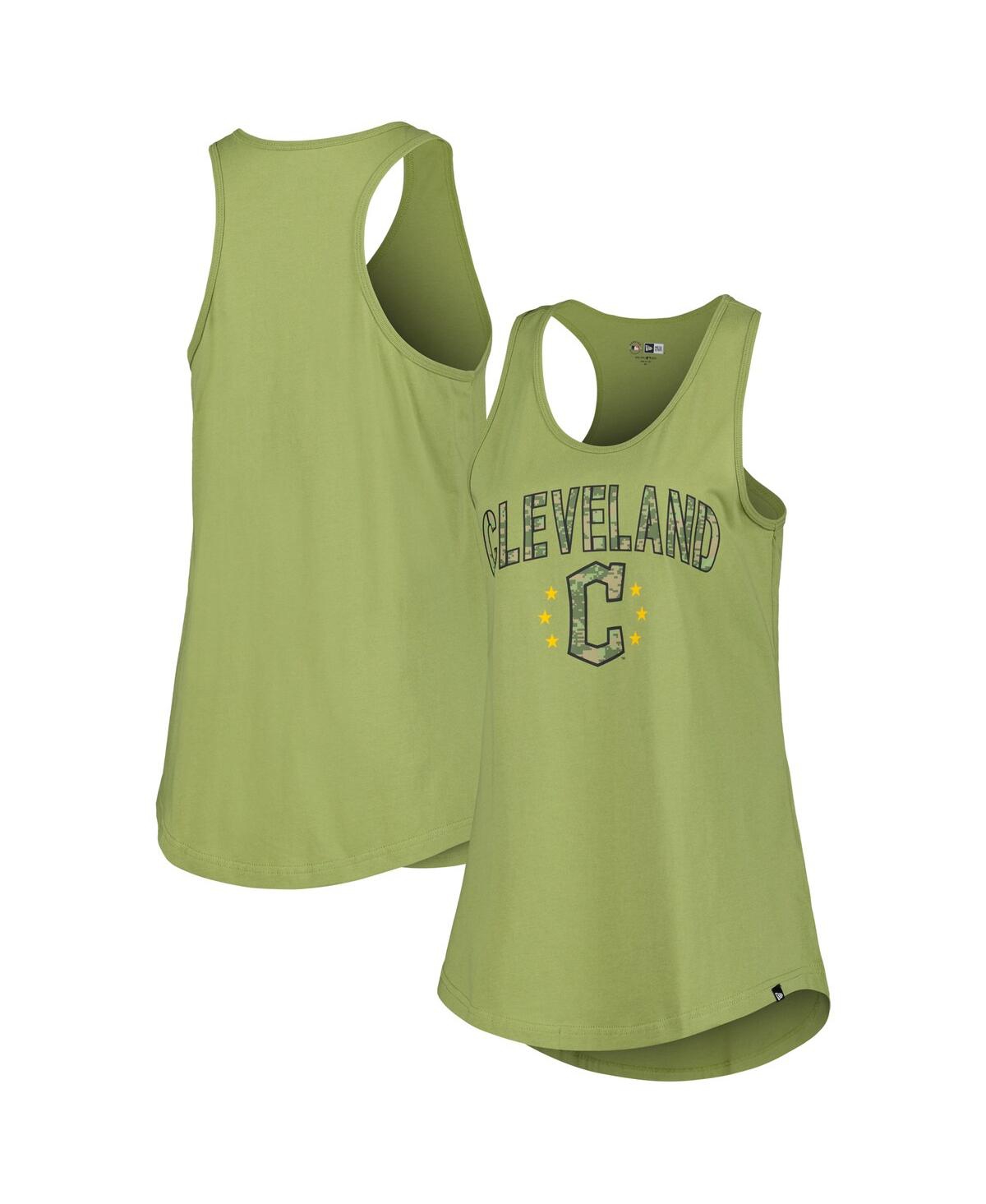 NEW ERA WOMEN'S OLIVE CLEVELAND GUARDIANS ARMED FORCES DAY TANK TOP 