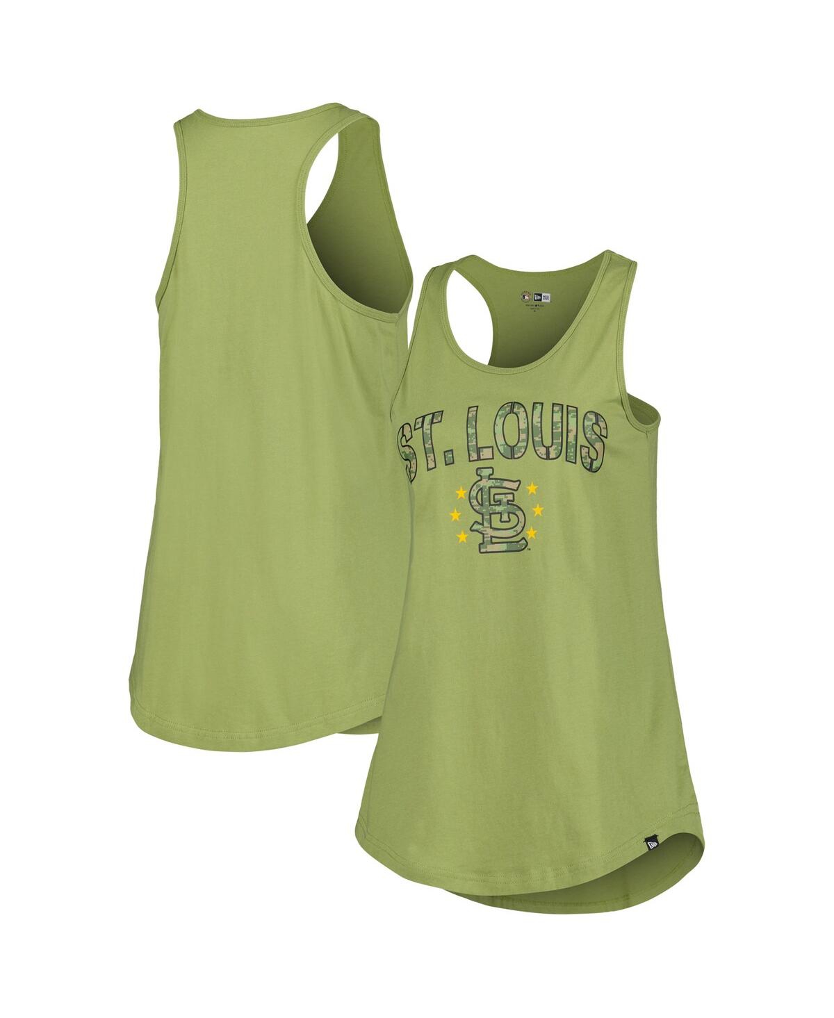NEW ERA WOMEN'S OLIVE ST. LOUIS CARDINALS ARMED FORCES DAY TANK TOP 