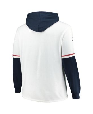Men's White/Navy Boston Red Sox Big Tall Trifecta Shortstop Pullover Hoodie