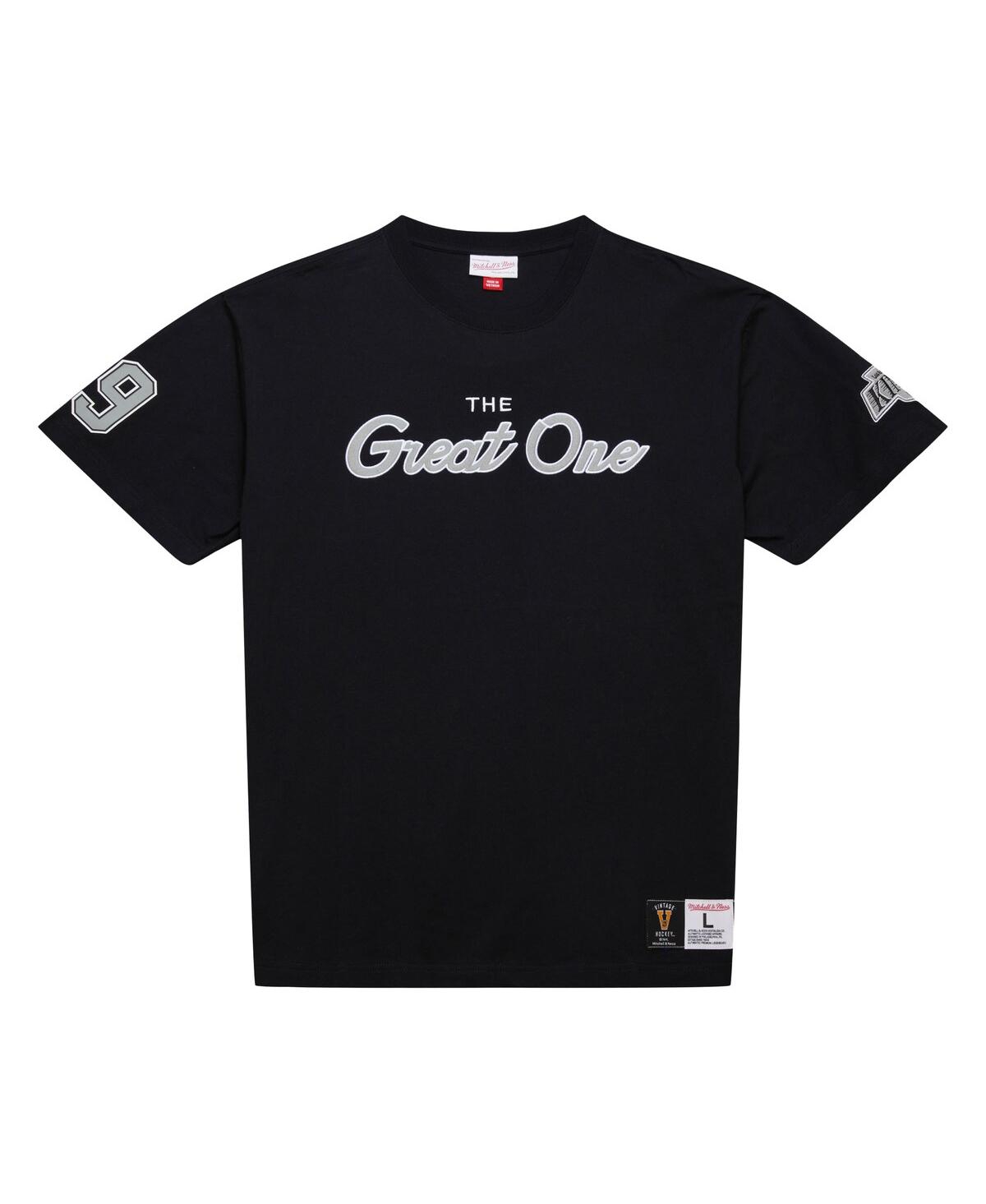 Mitchell & Ness Men's Wayne GretzkyLos Angeles Kings Premium Nickname Vintage Logo T-Shirt - Black