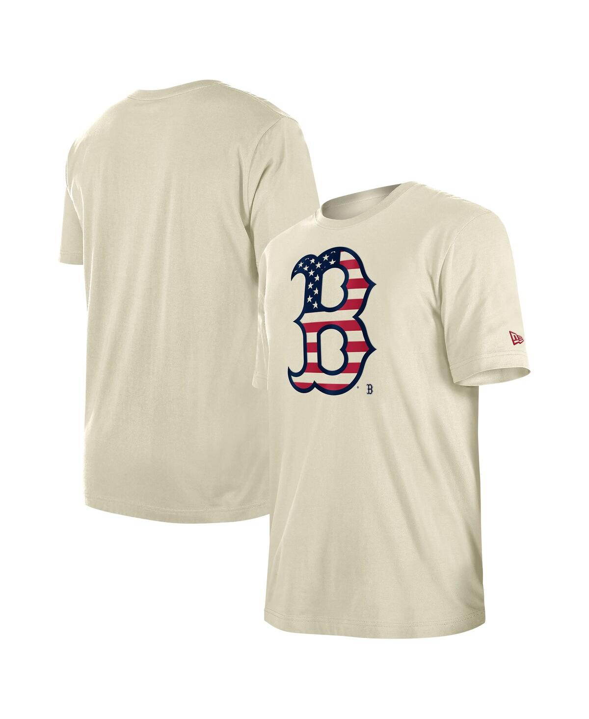 Shop New Era Men's Cream Boston Red Sox 4th Of July Flag Fill T-shirt