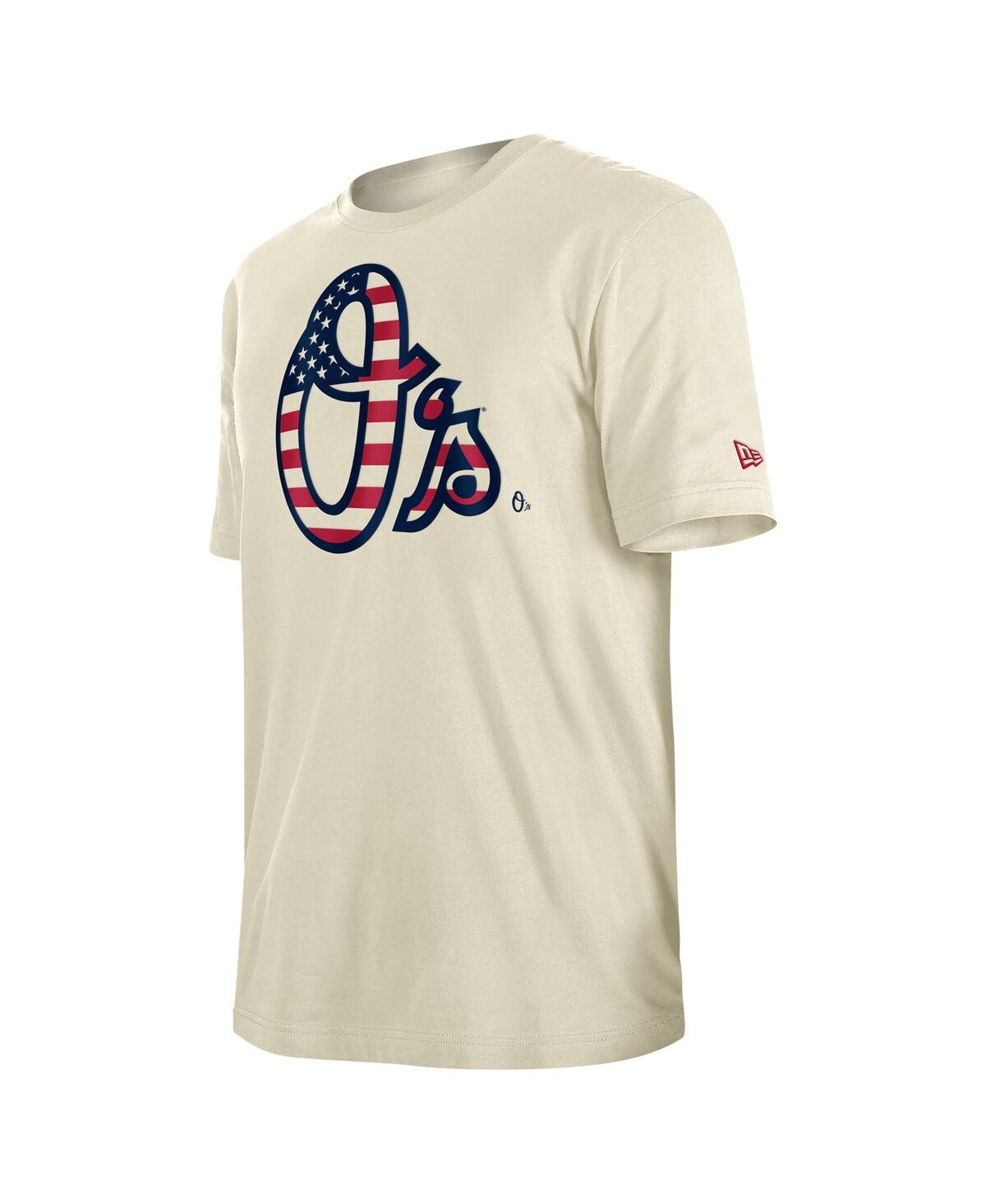 New Era Men's Cream Baltimore Orioles 4th Of July Flag Fill T-shirt In Cream