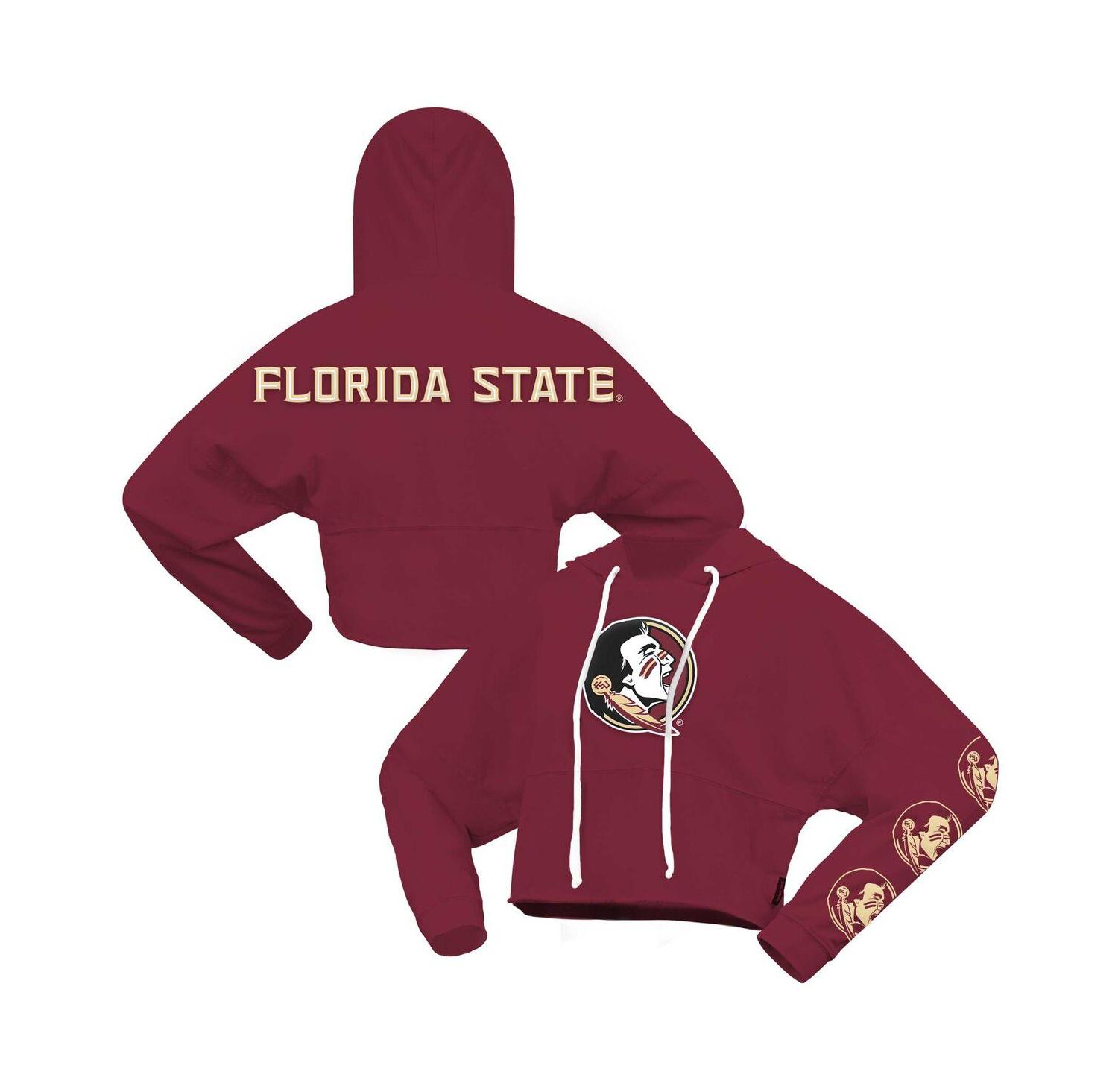 Women's Garnet Florida State Seminoles Oversized Cropped Pullover Hoodie