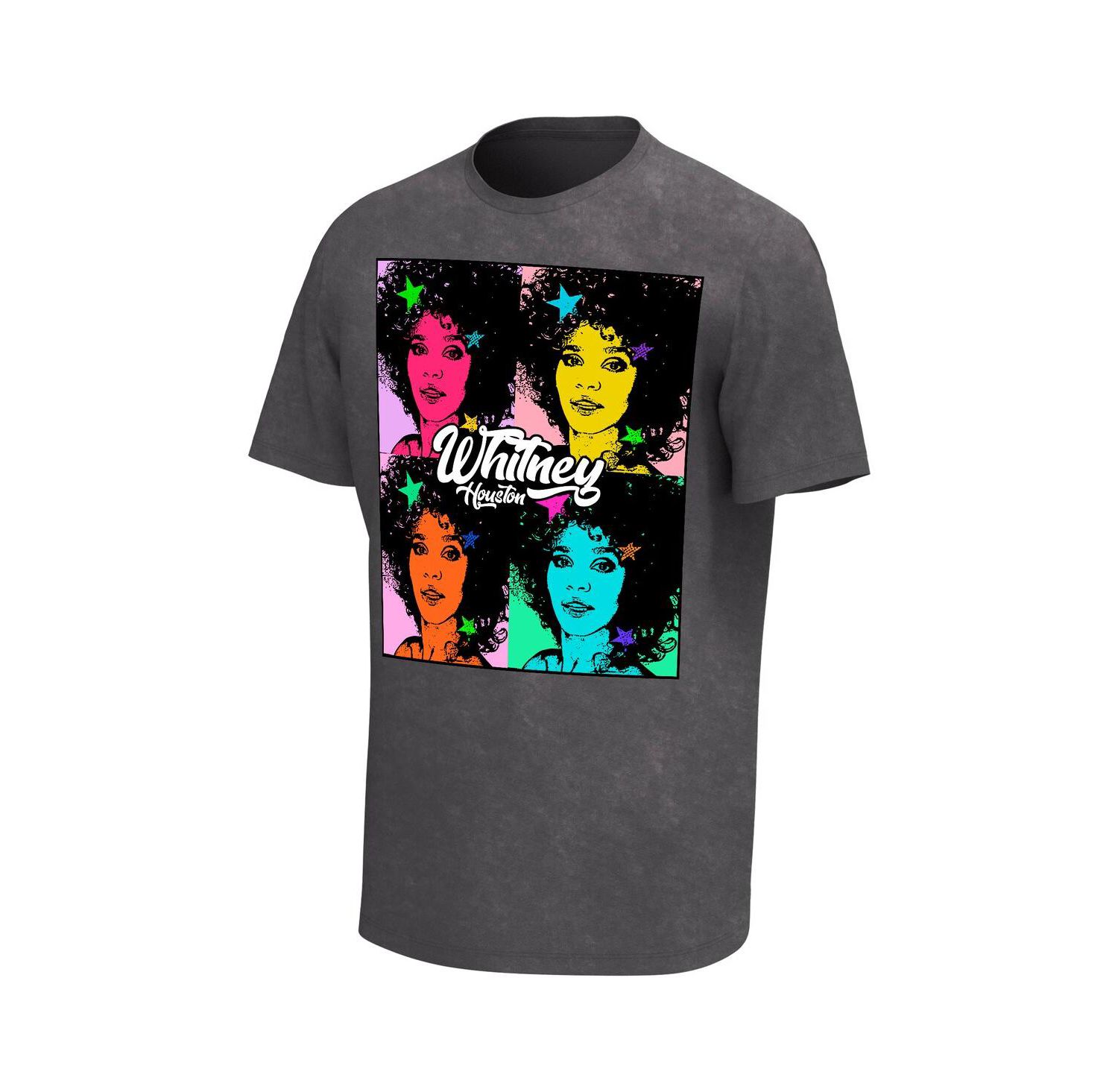 Men's Black Whitney Houston Pop Art Washed Graphic T-Shirt