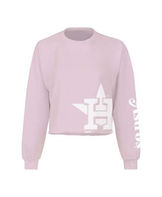 Women's Pink Houston Astros Cropped Slouchy Long Sleeve T-Shirt