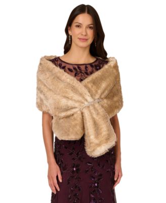 Adrianna Papell Women's Embellished Faux Fur Wrap - Macy's