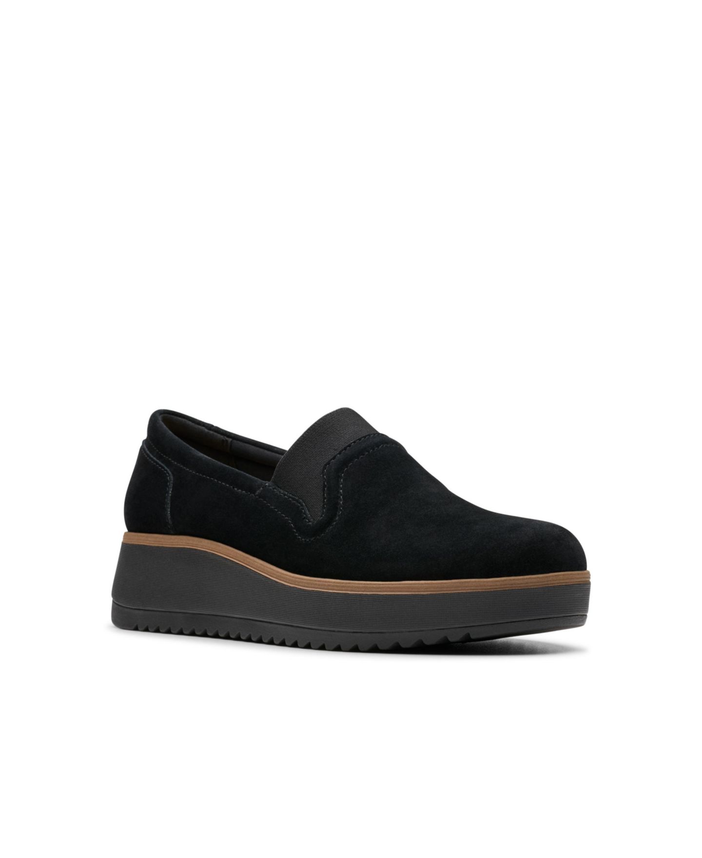 Женские туфли Clarks Collection Zylah Sky Slip-On, цвет: Чёрный замшевый — фото 1