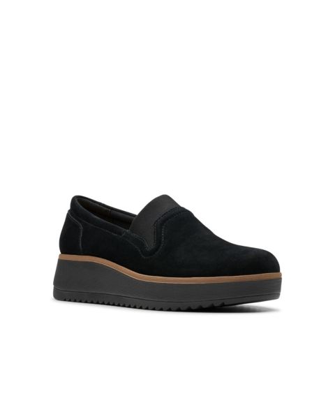Женские туфли Clarks Collection Zylah Sky Slip-On, цвет: Чёрный замшевый
