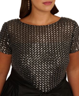 Plus Size Sequined High-Low Gown