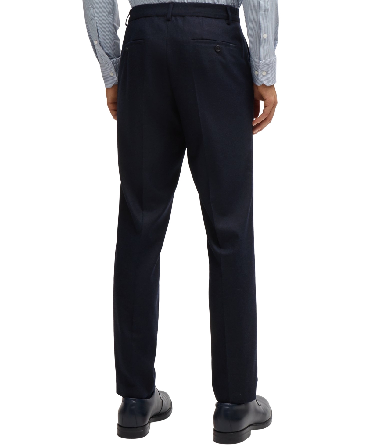Hugo Boss Genius Tech Flannel Pants With Cinched Sidetabs In Dark Blue
