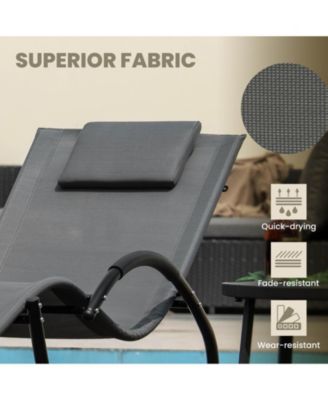 2 PCS Outdoor Rocking Lounge Chair with Removable Headrest Breathable Backrest & Seat