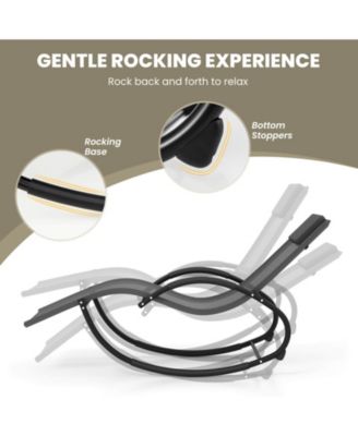 2 PCS Outdoor Rocking Lounge Chair with Removable Headrest Breathable Backrest & Seat