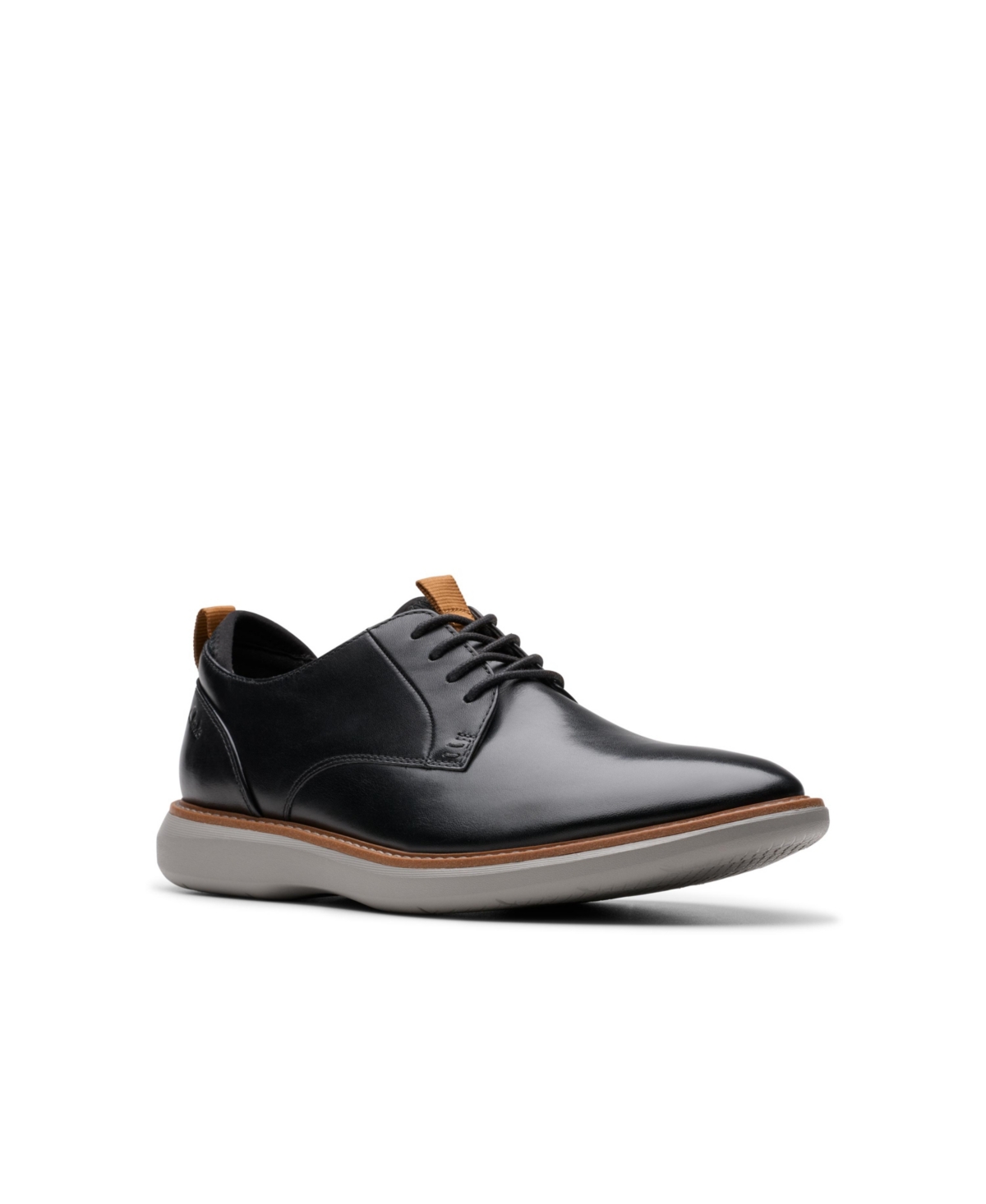 Clarks Collection Men's Brantin Plain Toe Dress Casual Shoes In Black Leather