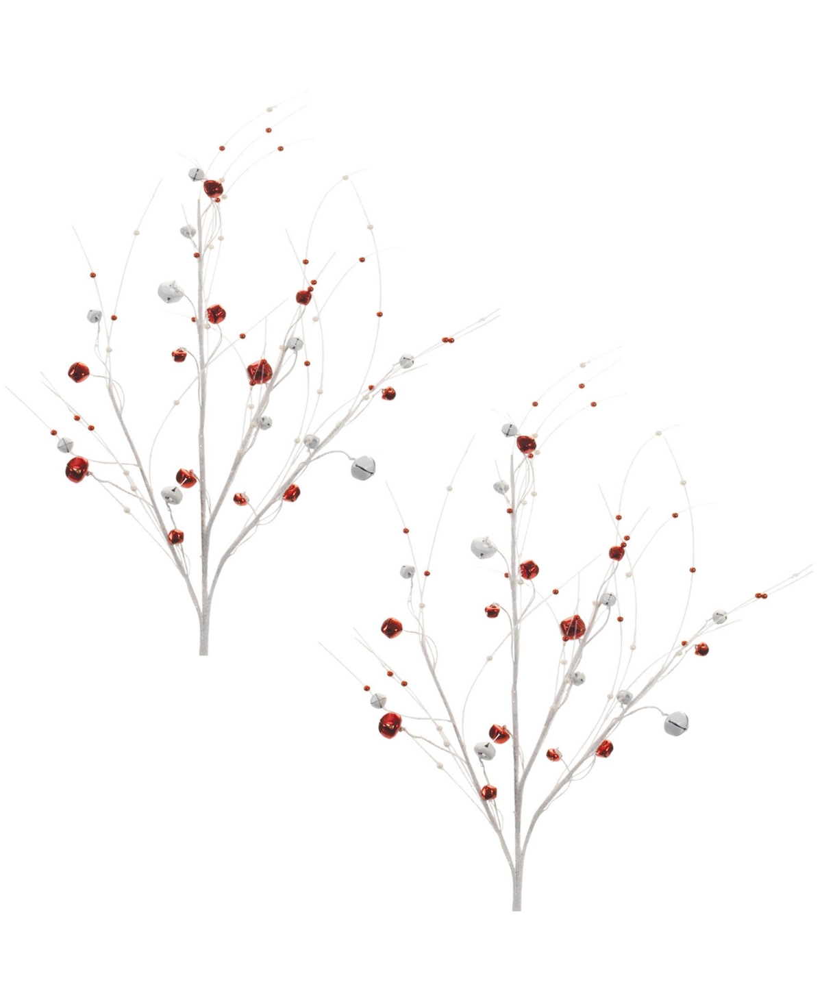 Set of 2 Sleigh Bell Sprays &#x2013; Festive Holiday Decor for Any Home - Red, White