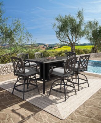 Wythburn 7-pc. Outdoor Bar Height Fire Pit Chat Set, Created for Macys