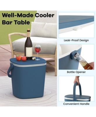 3-in-1 Portable Cooler Bar Table with Bottle Opener and Lift Top Lid for Camping Poolside