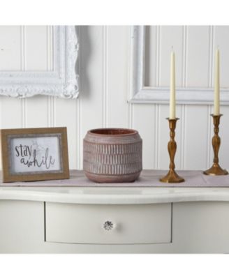 8" Boho Chic Ceramic Embossed Planter