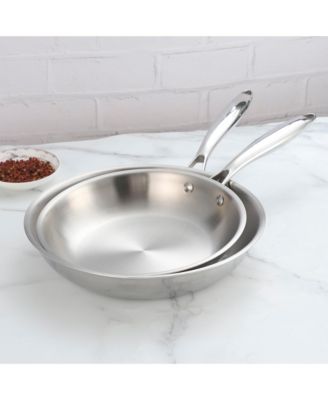 9.5" and 11" Tri-Ply Stainless Steel Nonstick Open Fry Pan with Premium Magnetic Stainless Exterior, Aluminum Core, Set of 2