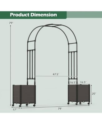 6.6 FT Tall Metal Garden Arbor with 2 Raised Garden Planters Arch Trellis Outdoor