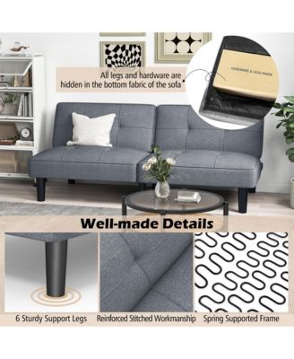 Convertible Folding Futon Sofa Bed with 6-Position Adjustable Backrest Cushion