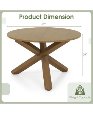 47" Round Dining Table with Solid Acacia Wood Legs for 4-6 Person for Kitchen