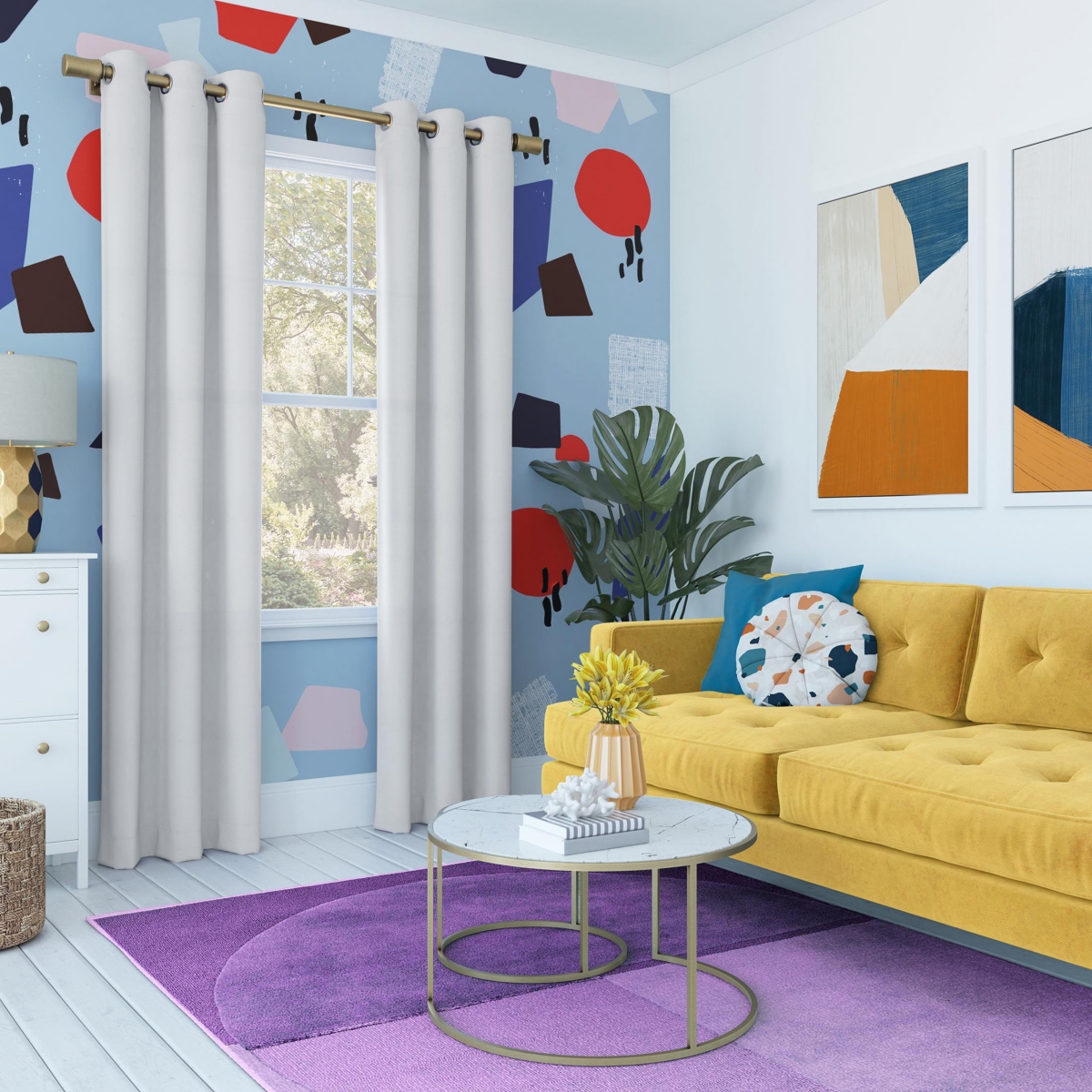 Sun Zero Harper Bright Vibes 100% Blackout Grommet Curtain Panel