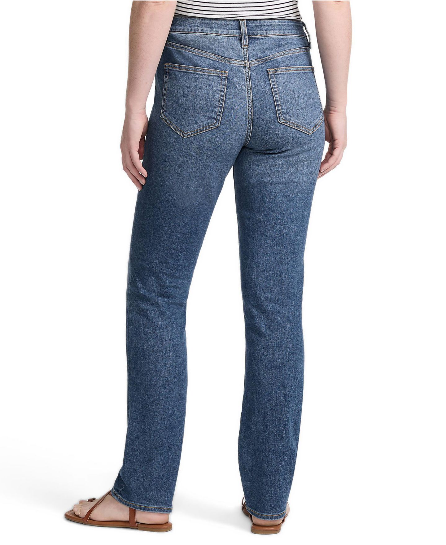 Женские джинсы Lands' End Recover Mid Rise Straight Leg Blue, цвет: Индиго синий — фото 3
