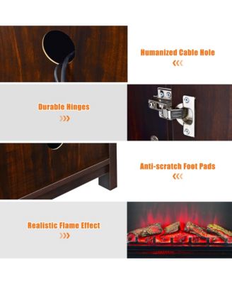 59'' Fireplace TV Stand W/ 25'' 1350W Electric Fireplace Heater Coffee